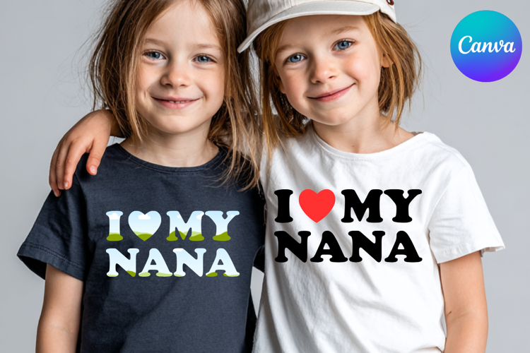 I LOVE MY NANA Canva Frame Heart Logo Valentine