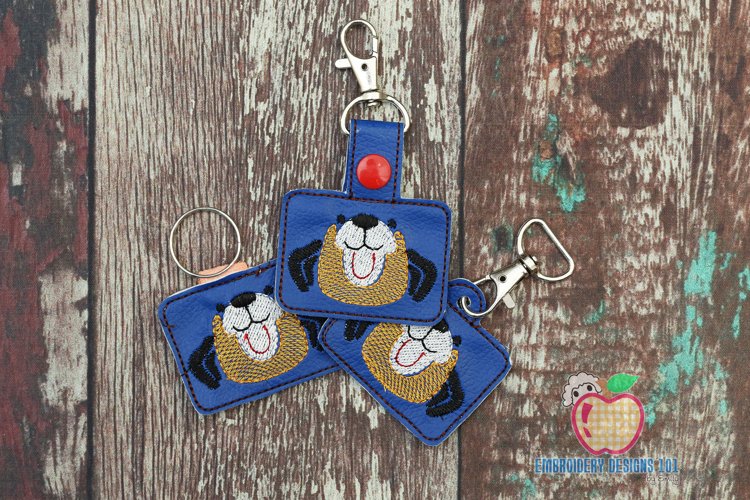 Lovely head puppy st bernard dog ITH KeyFob Snaptab