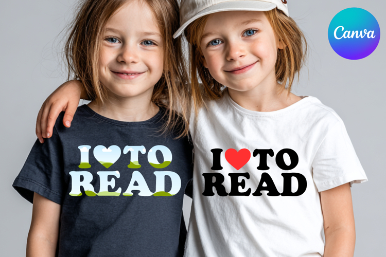 I LOVE To Read Canva Frame Heart Logo Valentine