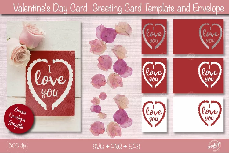 Valentine Card SVG| Love cards|Heart card SVG template|Love