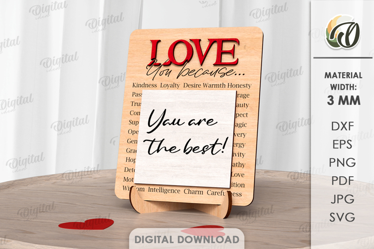 I Love You Message Board Lasercut. Valentine Stand Decor SVG