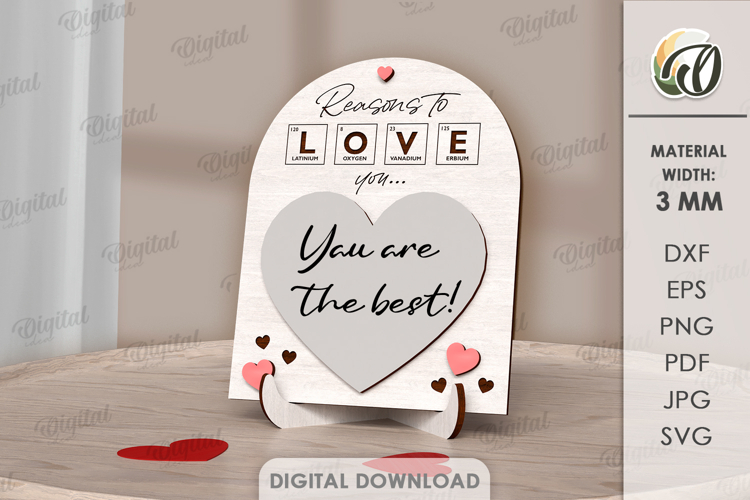 I Love You Message Board Lasercut. Valentine Stand Decor SVG