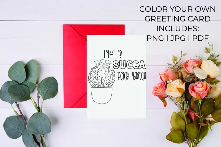 I'm a Succa for You Valentine's Day Coloring Greeting Card