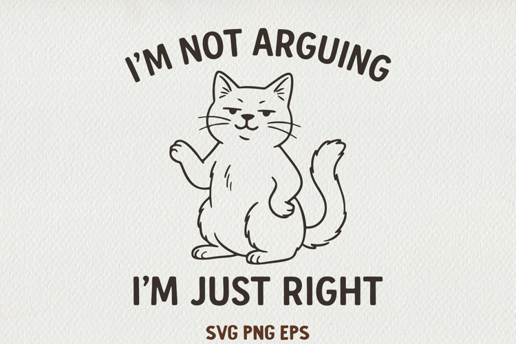 Sarcastic Cat Illustration Funny Lazy Line Art Kitty SVG PNG
