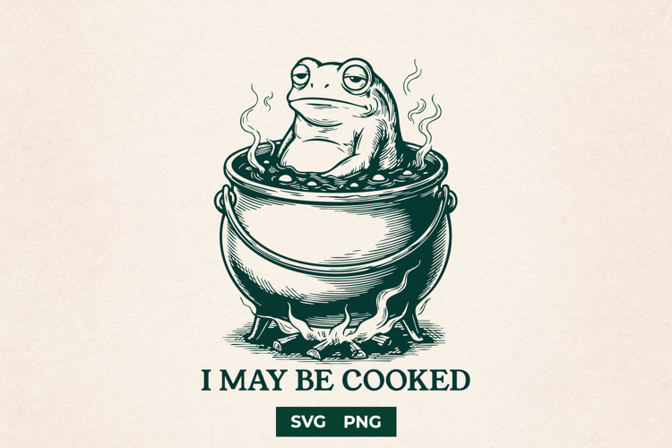 I May Be Cooked Funny Frog in Cauldron SVG Graphic example image 1