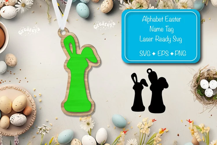 Alphabet Letter I Easter basket tags Easter tag Laser Cut