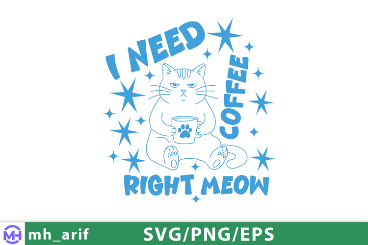 Cat Coffee Pun Funny Hand-drawn PNG SVG Design