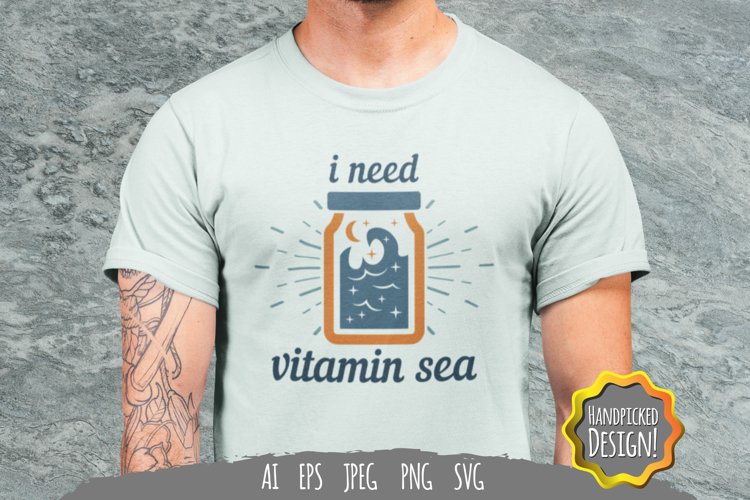 I Need Vitamin Sea Hand Lettering SVG