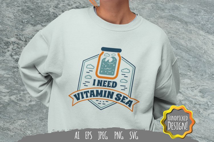 I Need Vitamin Sea Hand Lettering SVG
