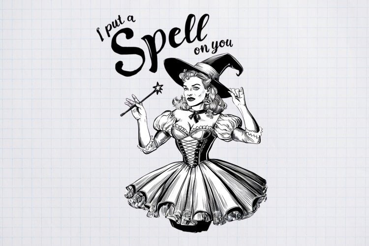Vintage Pin-up Girls Halloween, Halloween Sublimation example image 1