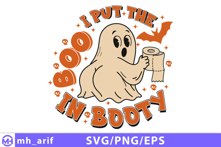 I Put the Boo in Booty Halloween SVG PNG T-shirt Design example image 1