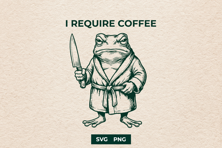 Funny Frog Coffee SVG Grumpy Toad Knife Clipart PNG