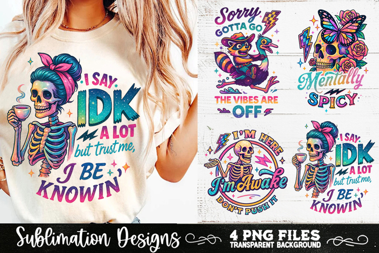 Funny Skeletons Sarcastic Retro PNG Sublimation