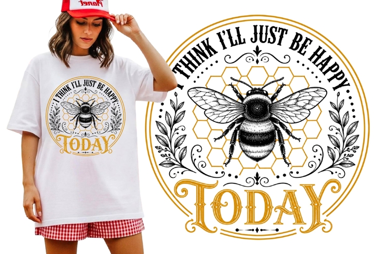 I Think Ill Just Be Happy Today Vintage Bee Graphic Tee