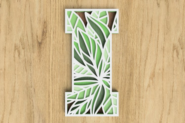 Layered Botanical Alphabet Laser Cut File - Letter I example image 1