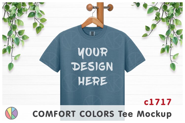 Ice Blue Comfort Colors 1717 T-Shirt Mockup.