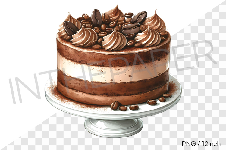 Aromatic coffee cream swirls ice cream cake PNG dessert art