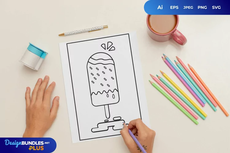 Ice Cream on Stick Coloring Page