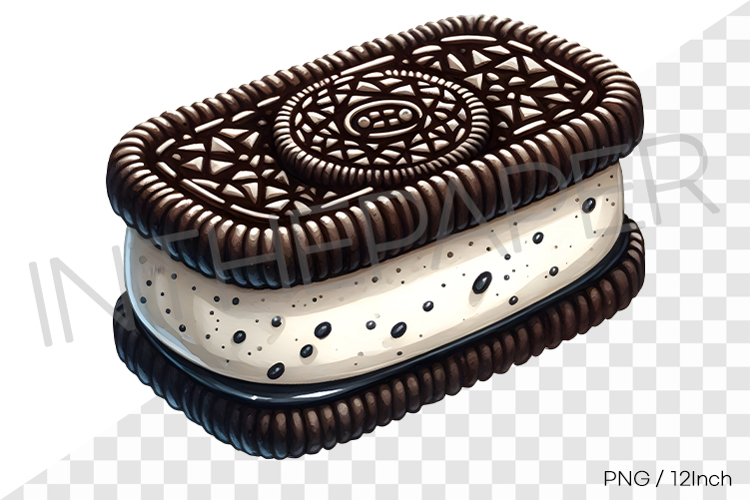 Giant oreo cookies and cream ice cream sandwich PNG dessert