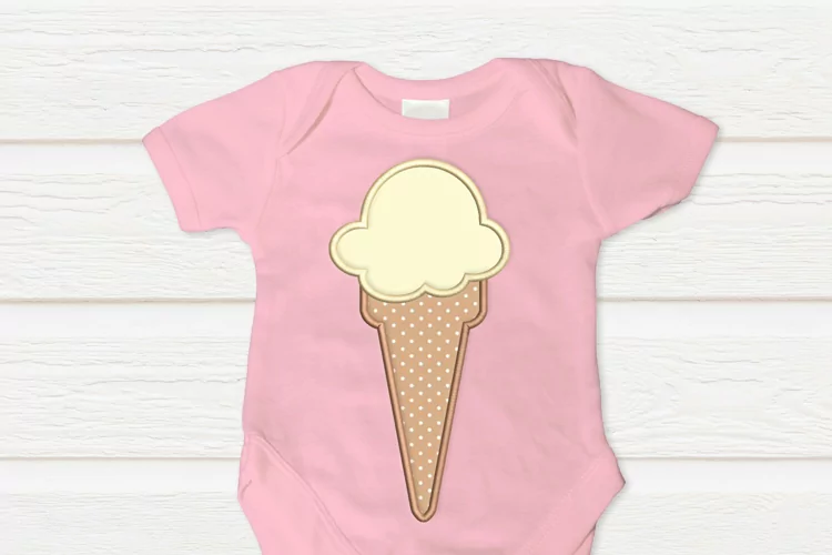 Single Scoop of Ice Cream Applique Embroidery Design