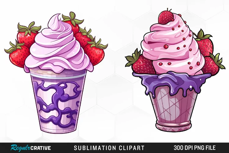 Ice Cream Watercolor Clipart