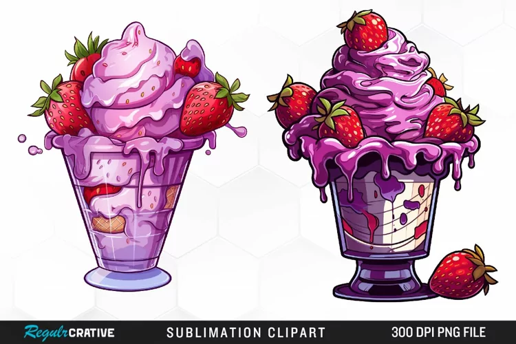 Ice Cream Watercolor Clipart