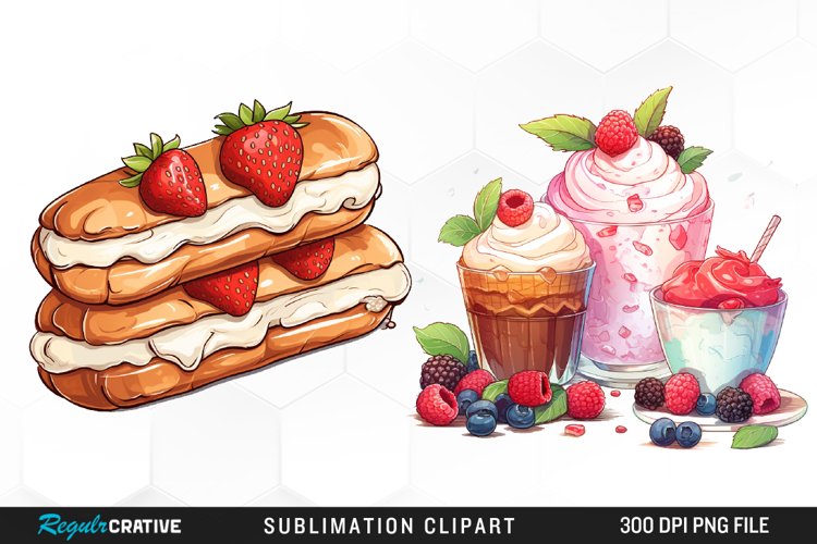 Ice Cream Watercolor Clipart example image 1