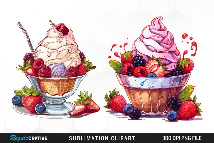 Ice Cream Watercolor Clipart example image 1