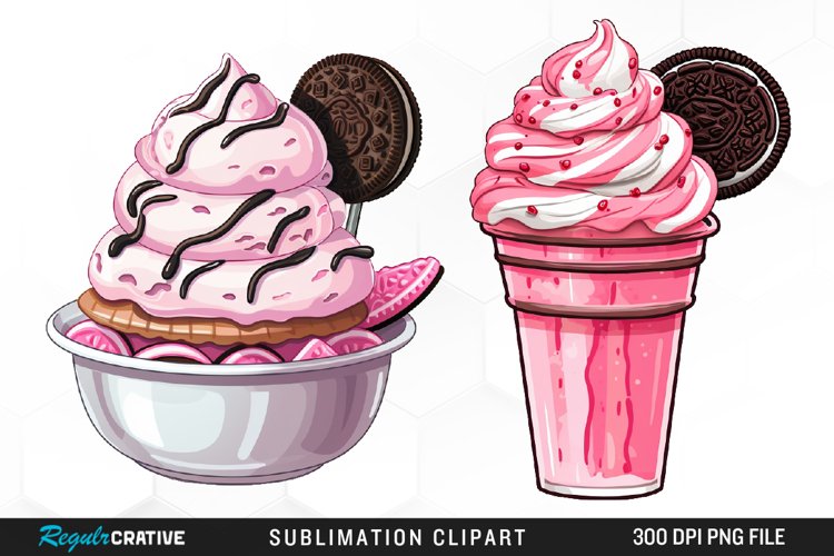 Ice Cream Watercolor Clipart example image 1