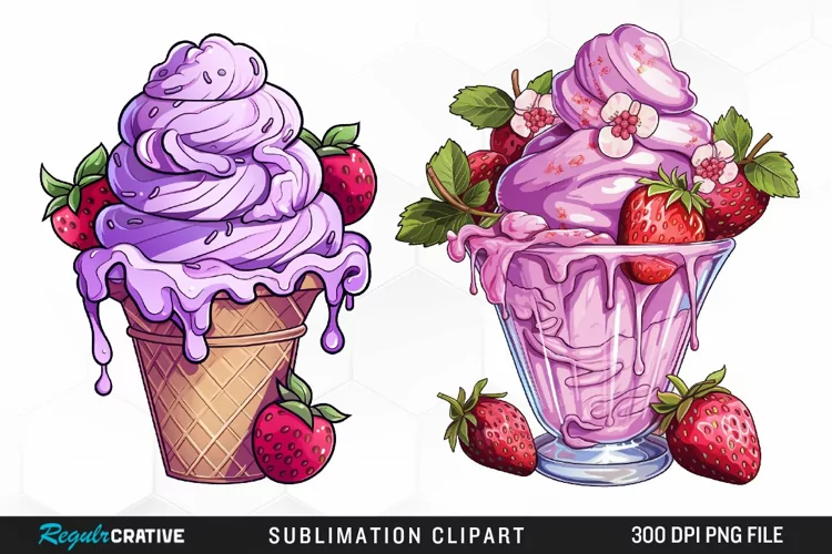 Ice Cream Watercolor Clipart