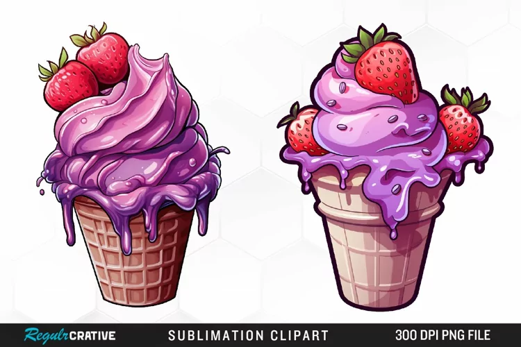 Ice Cream Watercolor Clipart