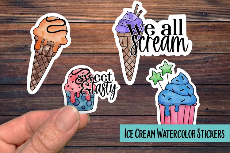 Ice Cream Watercolor PNG Sticker Pack