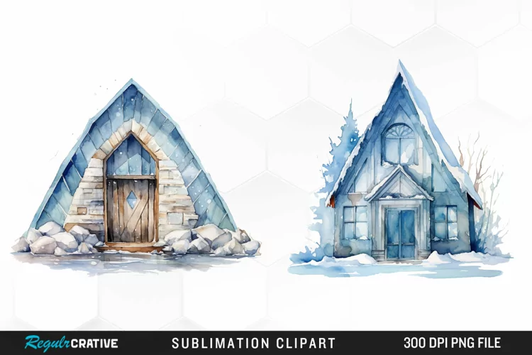 Watercolor Ice House PNG Clipart