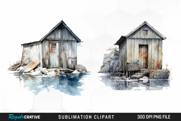 Watercolor Ice House PNG Clipart