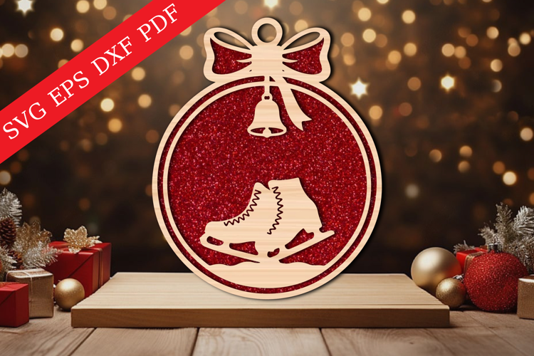 Ice Skates Christmas Ornament SVG