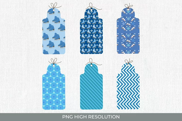 Ice Skating Patterned Shaped Tags