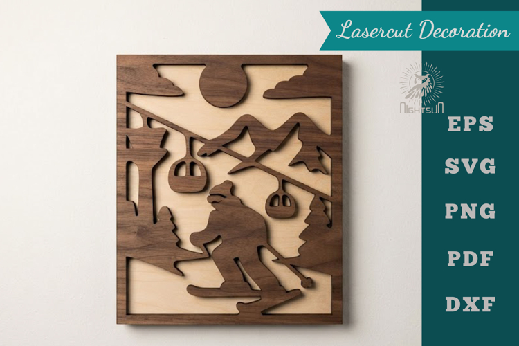 Ice Skiing Laser Cutting Wall Decor