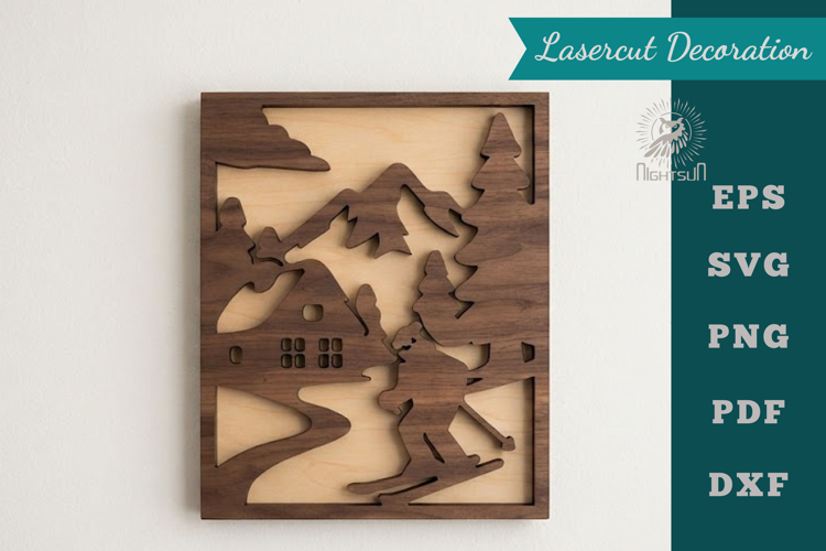 Ice Skiing Laser Cutting Wall Decor