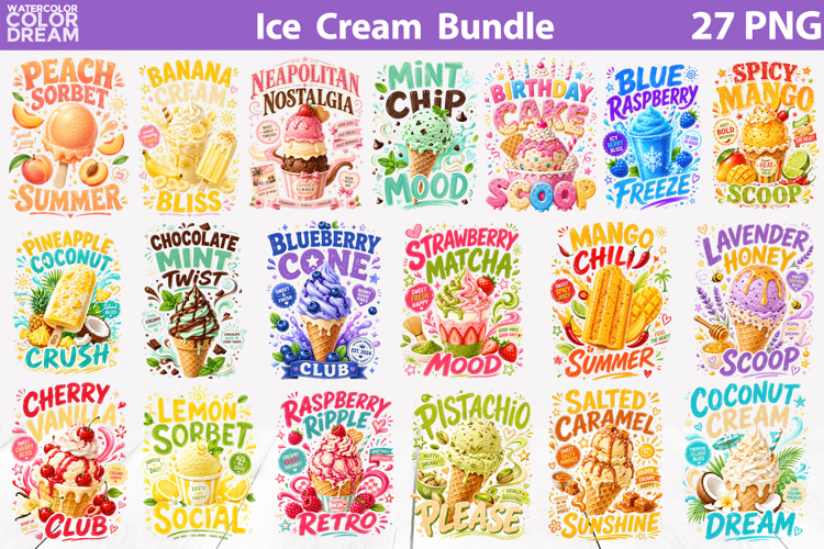 Ice Cream Quote Bundle | Summer Fruit Desert Sublimation