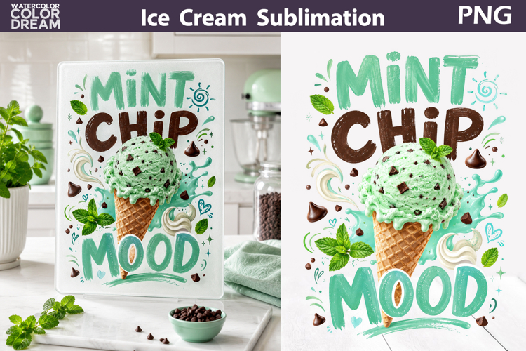 Mint Chip Ice Cream | Kitchen Cutting Board Sublimation