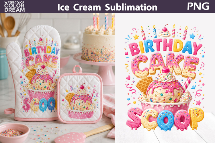 Birthday Cake Scoop Art | Party Kitchen Sublimation