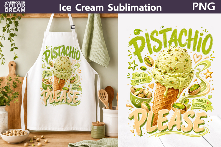 Pistachio Ice Cream Apron Sublimation | Towel Design