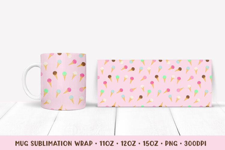 Ice Cream Mug Sublimation Design. Cute Summer Mug Wrap 004 example image 1