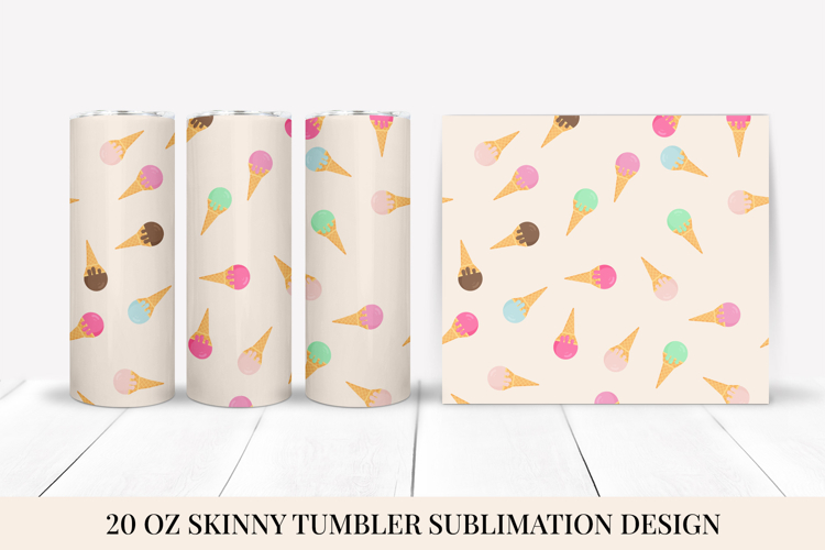 Ice Cream Tumbler Sublimation Wrap. Summer Tumbler PNG 01