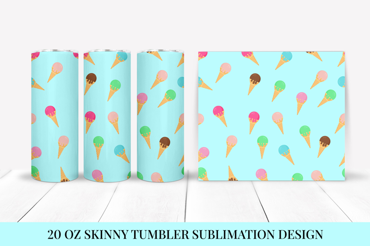 Ice Cream Tumbler Sublimation Wrap. Summer Tumbler PNG 03