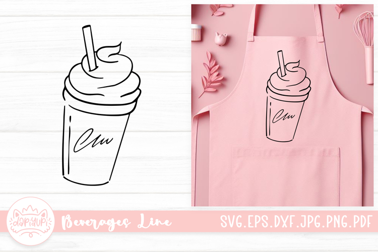 Iced Coffee Beverages Outline SVG Cut File