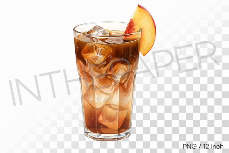 Sweet peach Iced Tea add Shot glass PNG coffee drink Clipart