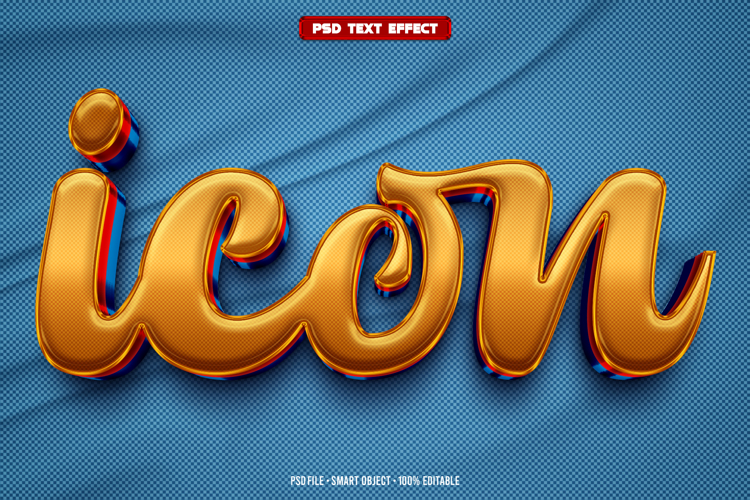 Icon 3D editable text effect