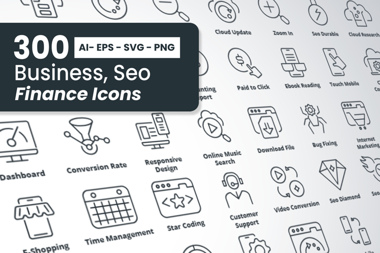 300 Business, Seo and Finance Icons