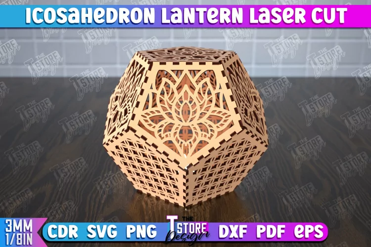 Icosahedron Lantern | Desktop Shadow Lamp | Hanging Lamp|CNC